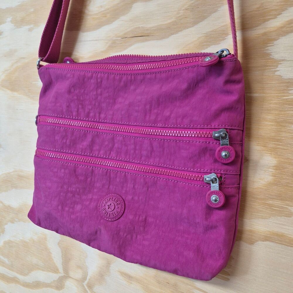 Kipling Alvar Crossbody Bag Women's Magenta Hot Pink Nylon Multi Pocket